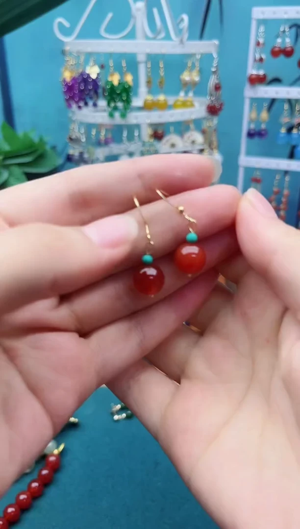 玛瑙/玉髓耳饰银S925镶嵌424000