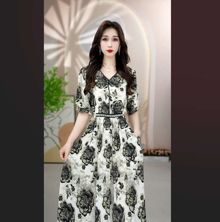 【玫瑰佳人】女装连衣裙-花色气质显瘦时尚裙子