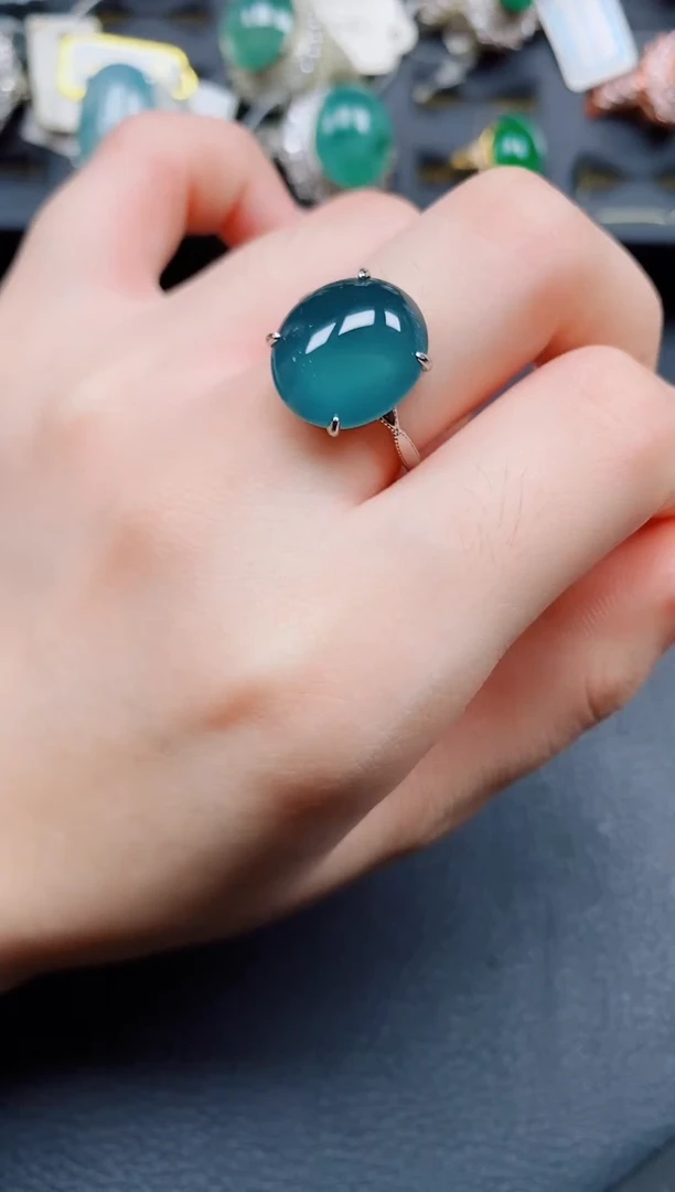 银S925镶嵌戒指翡翠翡翠