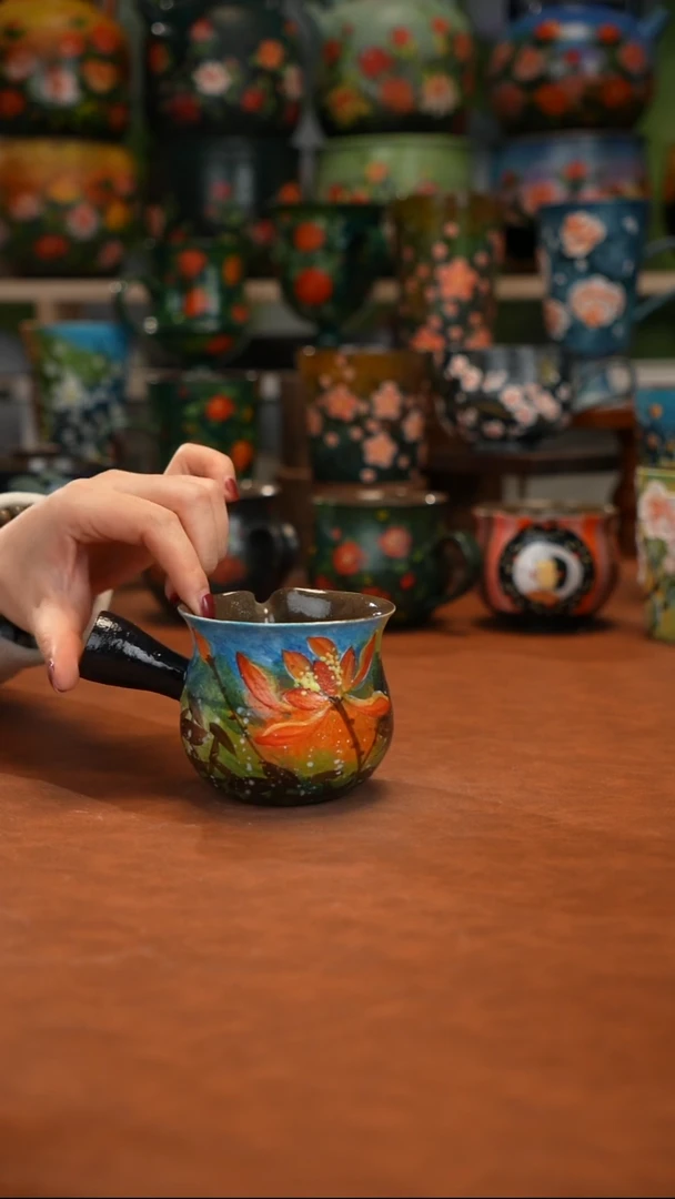 紫砂油画手绘釉下彩