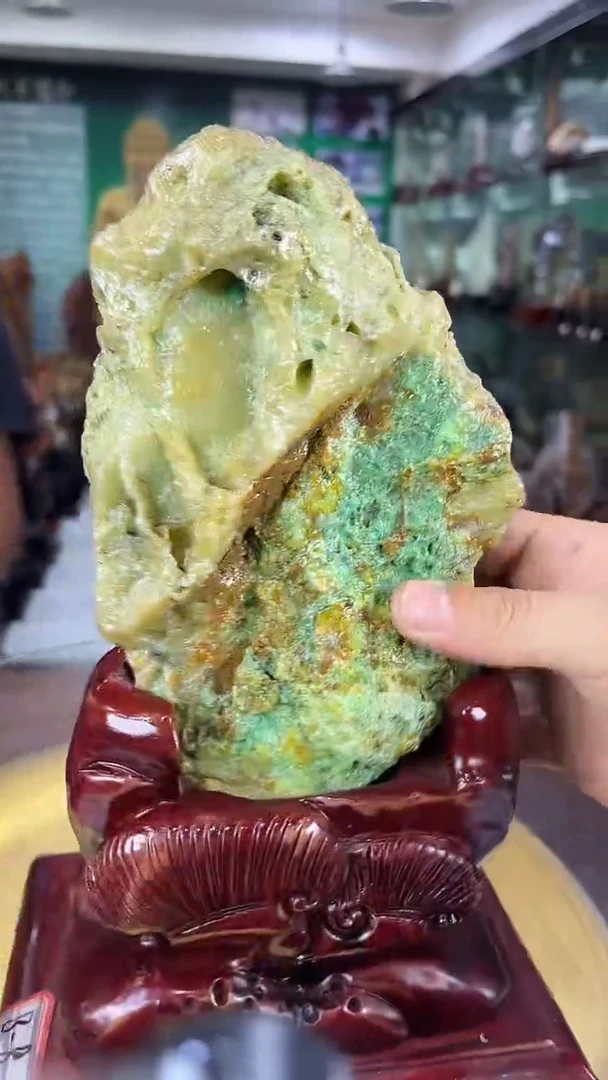 缅甸天然树化玉摆件