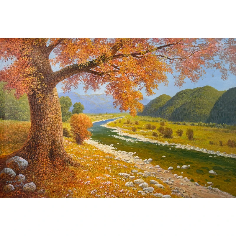 【清仓捡漏】朝鲜油画61x91cm风景 书房餐厅床头收藏精品纯手绘原作