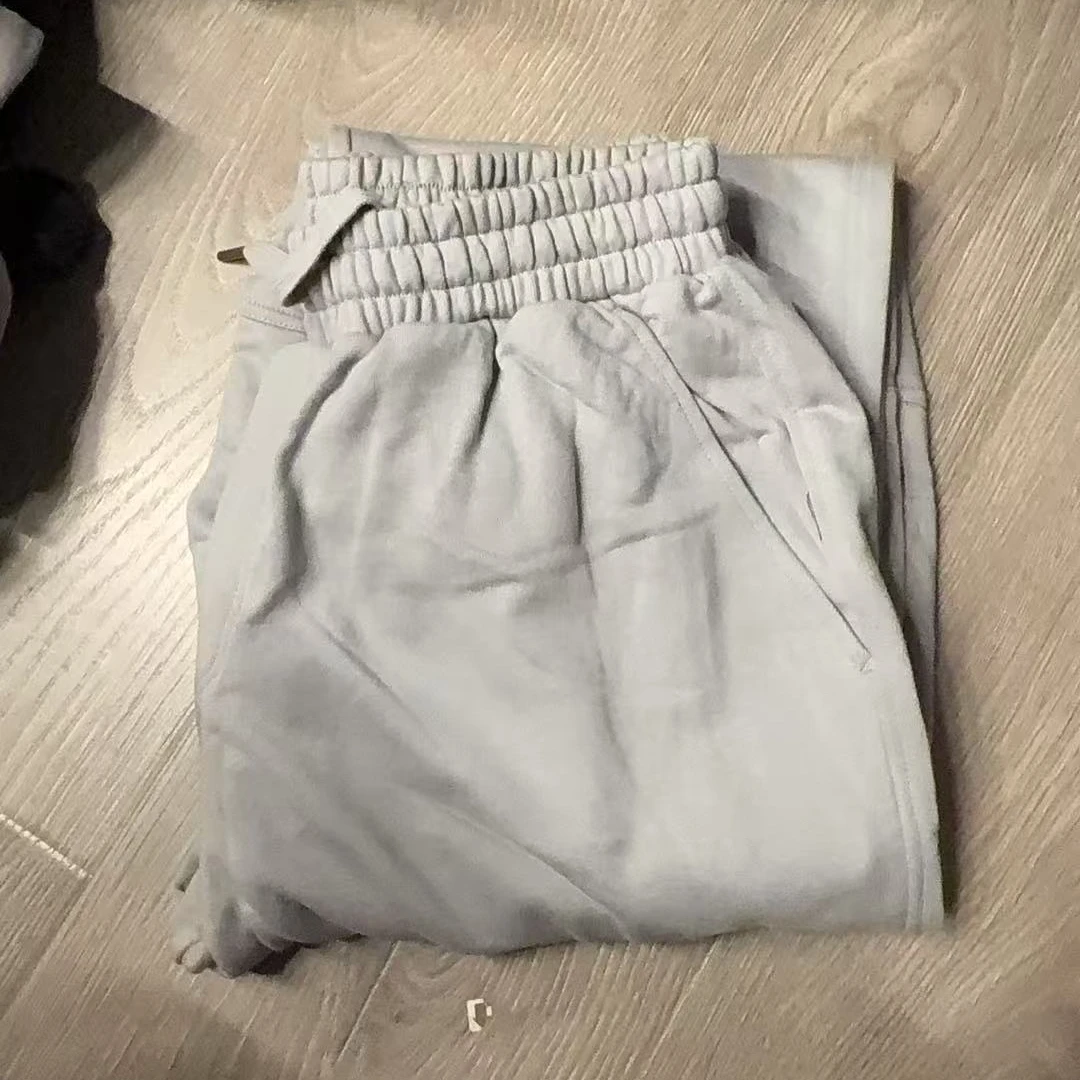 拼接灰色休闲裤女