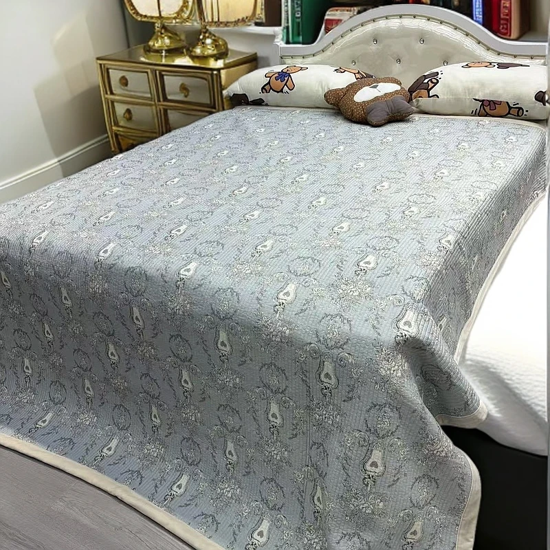 【绮丽繁花】天丝床盖大床凉感包边三层夹棉双面多功能炕盖双人床