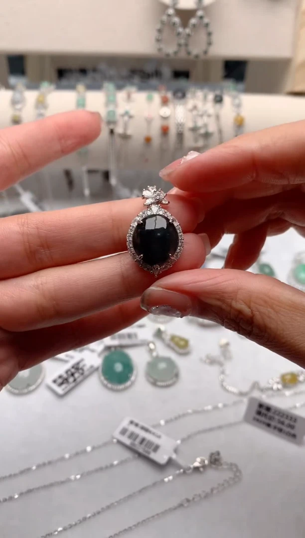 【闪购商品】翡翠吊坠(不含链)银S925镶嵌3号