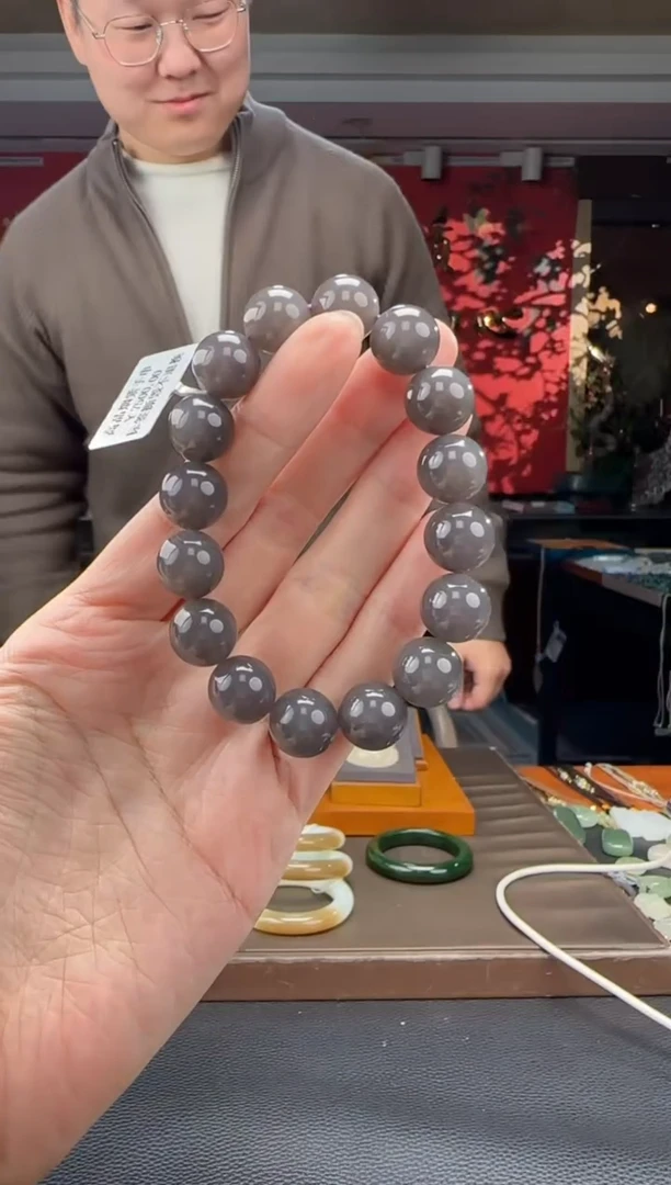 未镶嵌手串和田玉烟紫单圈手串