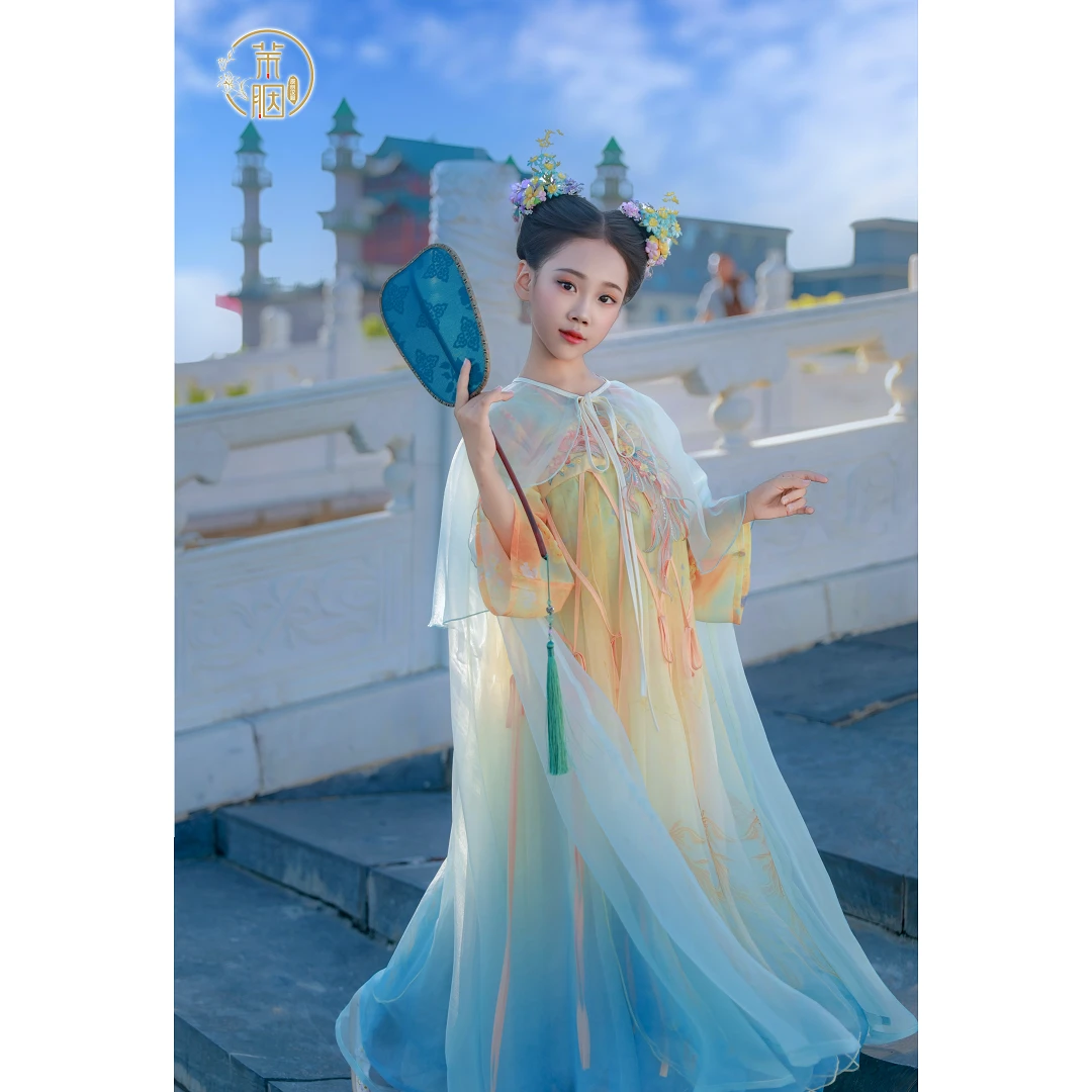 茉胭原创 桂花锦鲤刺绣齐胸襦裙斗篷国风女童中秋款亲子汉服