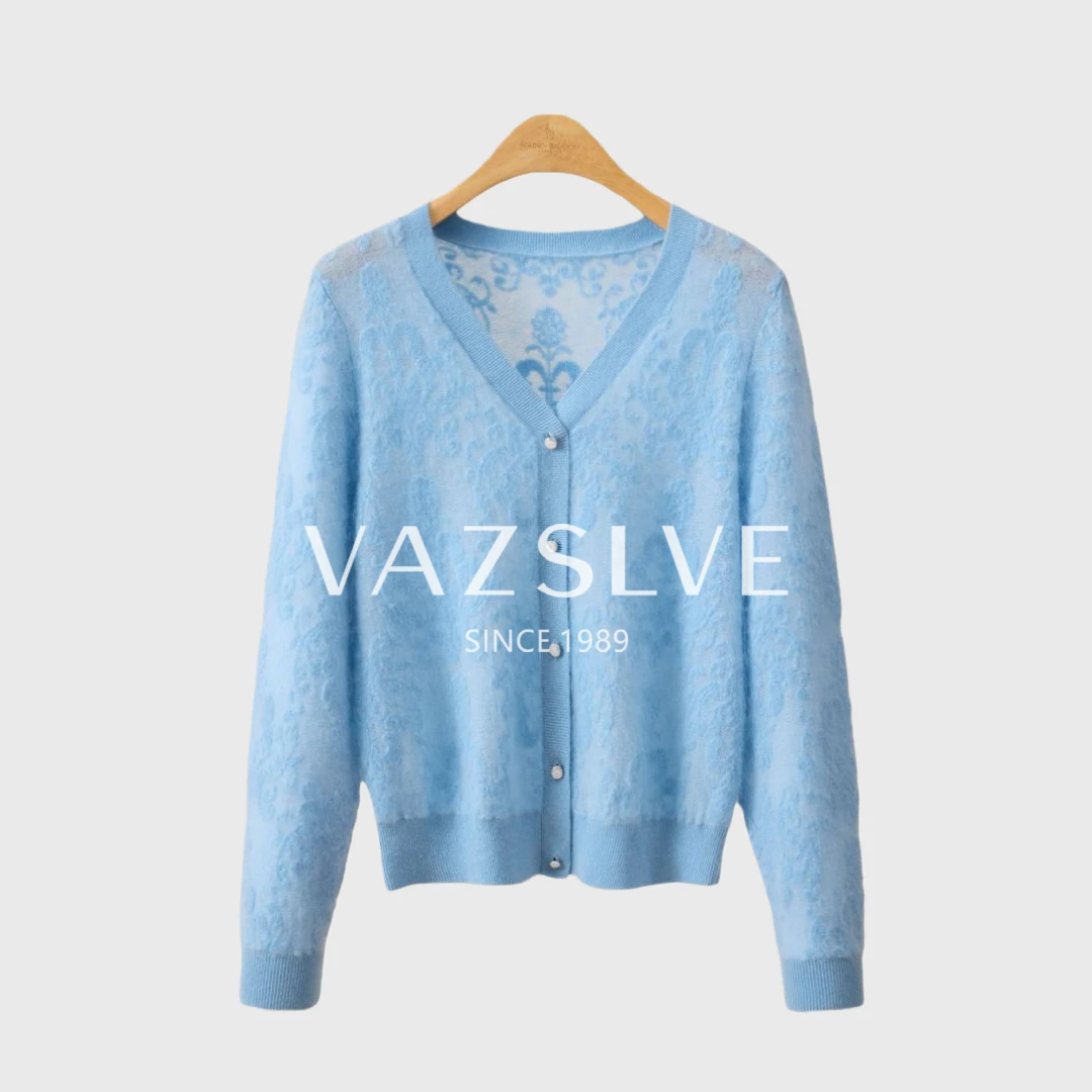 【VAZSLVE/全新奢品】捡漏 "青花瓷2.0"羊绒暗纹提花毛衣msl1283
