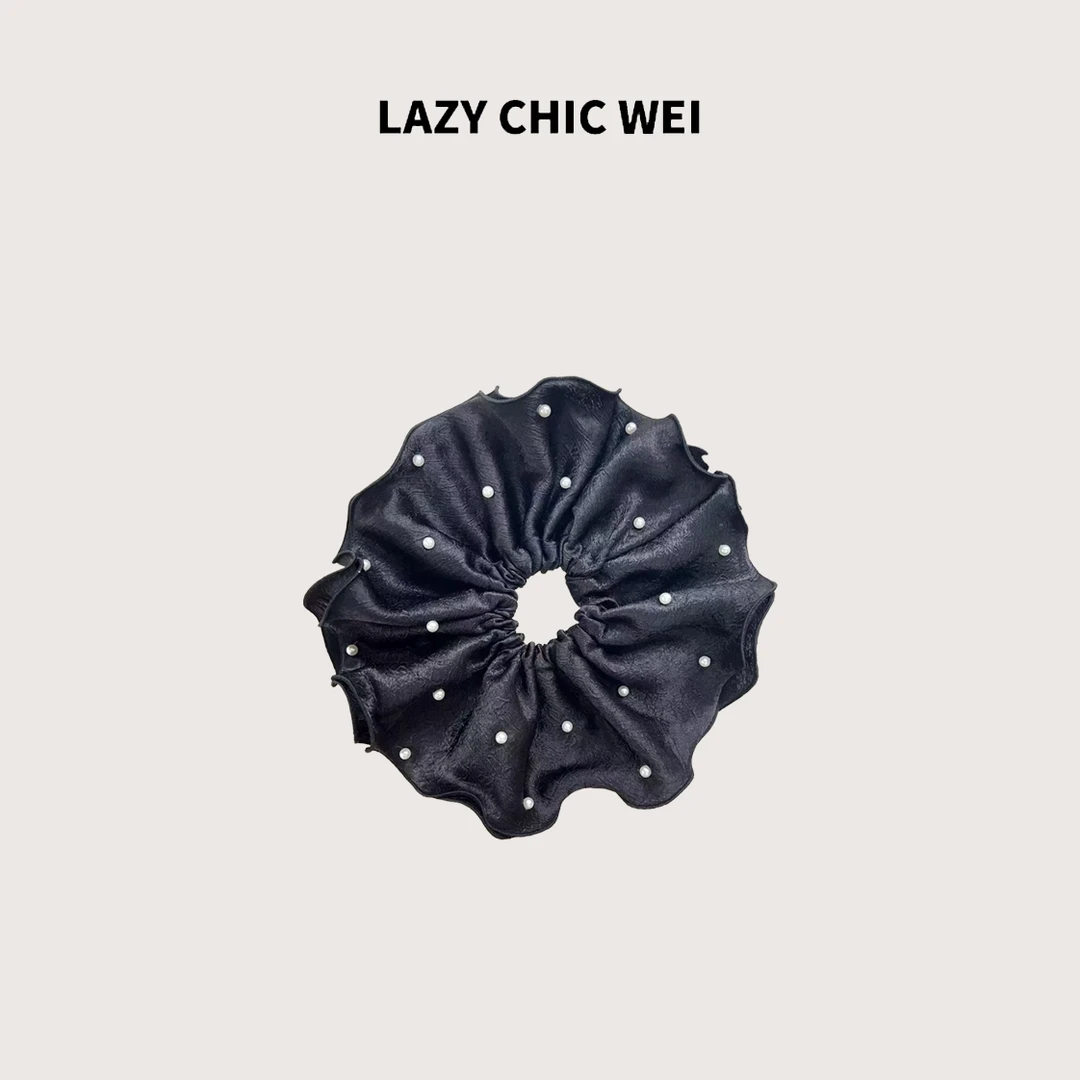 WEI 缎面手工钉珠大肠发圈温柔百搭WY0430