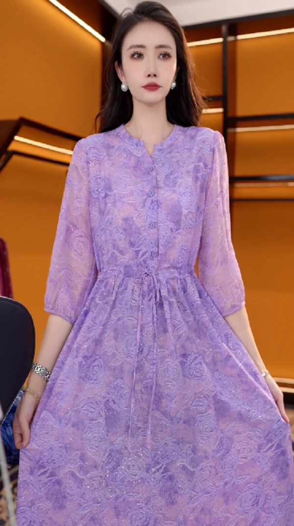 Y181新款中式时尚百搭气质宽松减龄连衣裙-玉玉