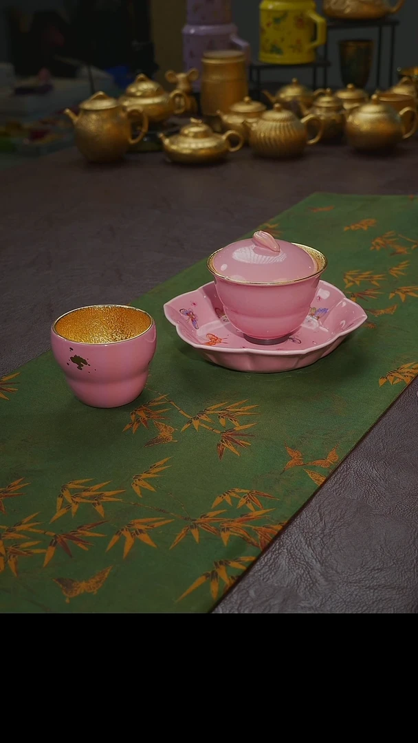 茶杯紫砂 【宜景窑桃夭粉系列】盖碗