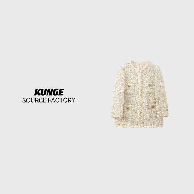 KUNGE 小香风气质轻奢短款时尚休闲复古设计师秋冬外套-8755