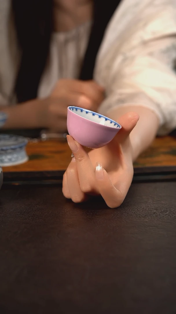 杯聚澜堂莹粉色内宝相小鸡缸杯