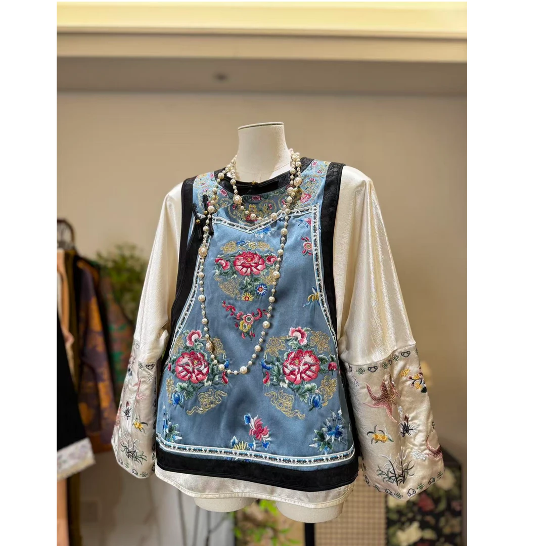 新中式上衣唐装汉服女成人马甲重工刺绣小衫旗袍盘扣背心马夹