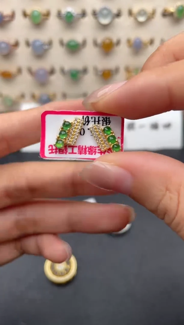 银S925镶嵌戒指翡翠一物一证一礼盒