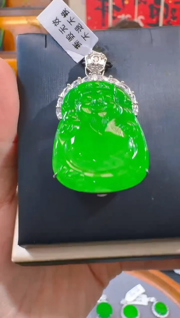 吊坠(赠链)银S925镶嵌翡翠天然A货翡翠