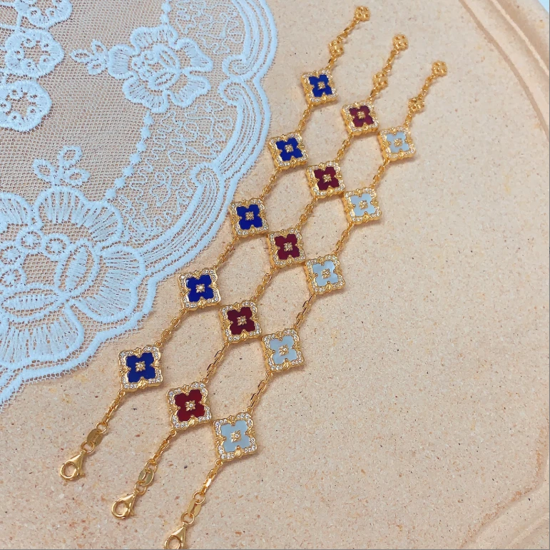 【水贝黄金】足金999宫廷风五花手链N100