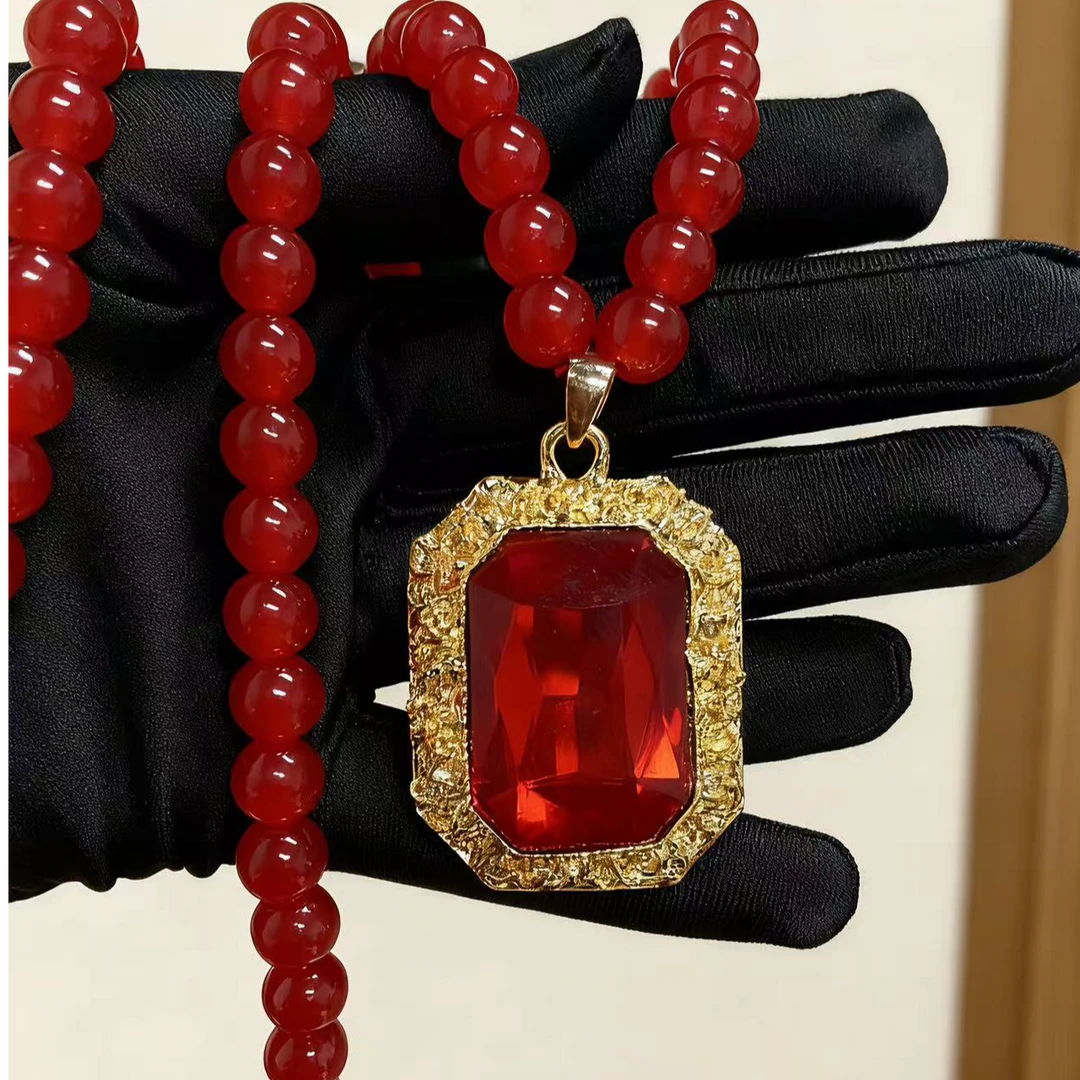 红色百搭小众金色毛衣链-2287饰品链子吊坠