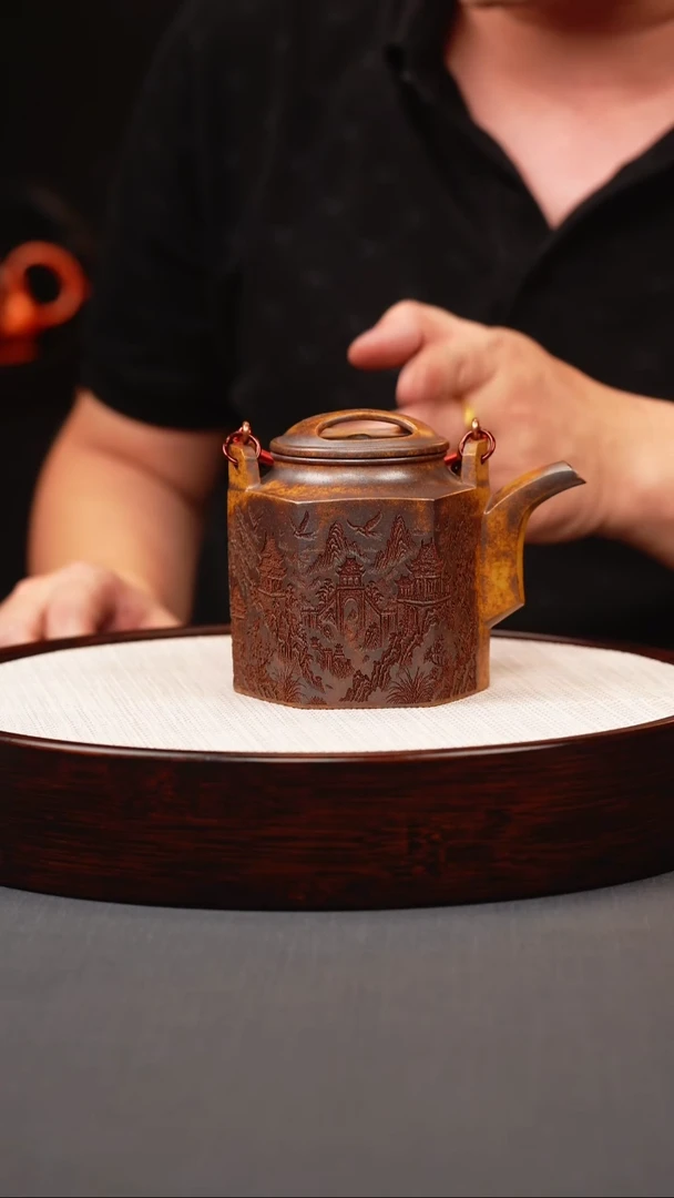 茶壶紫砂龙骨金砂柴烧六方洋桶