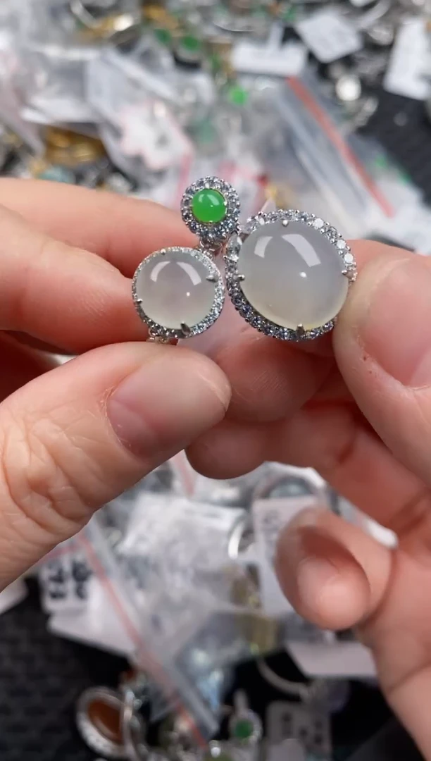 银S925镶嵌戒指翡翠222               5