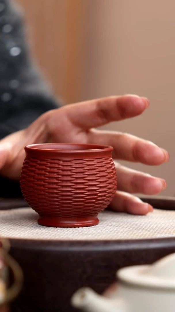【闪购商品】紫砂茶壶朱泥藤编杯