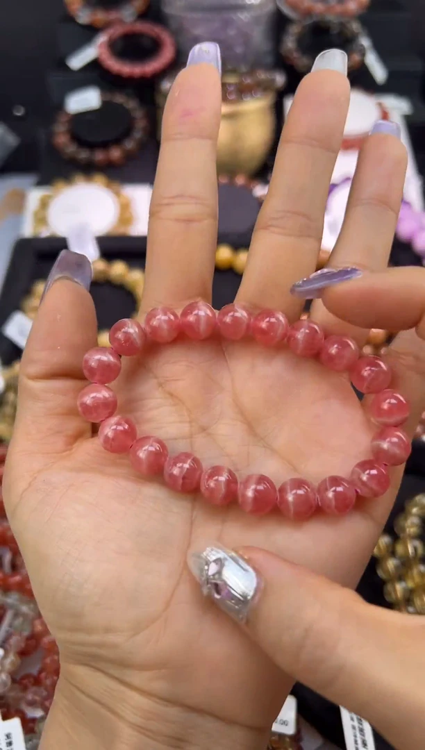 未镶嵌菱锰矿（红纹石）手串红纹石9.7mm