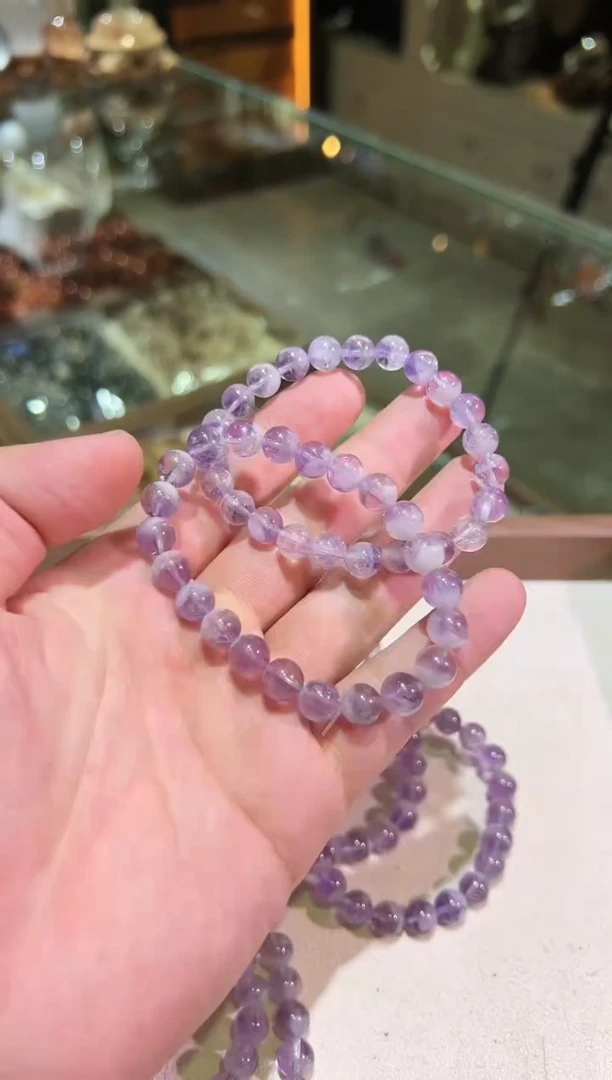 水晶手链未镶嵌8mm+紫兔毛聚宝盆（多样性发一）