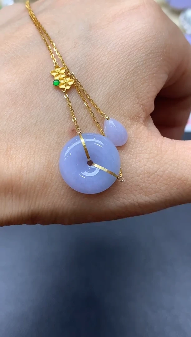 颈饰18K金镶嵌翡翠238-中国好珍宝