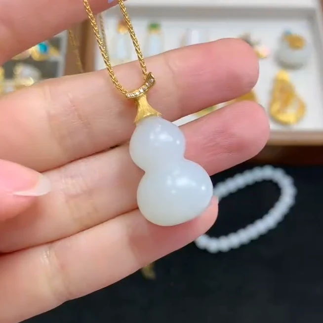 和田玉吊坠-18K金-GG1075-YL|BHT5