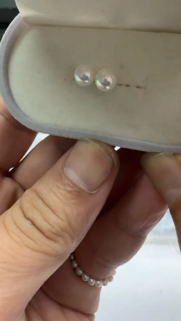 【闪购商品】淡水珍珠耳钉银S925镶嵌5.5-6mm