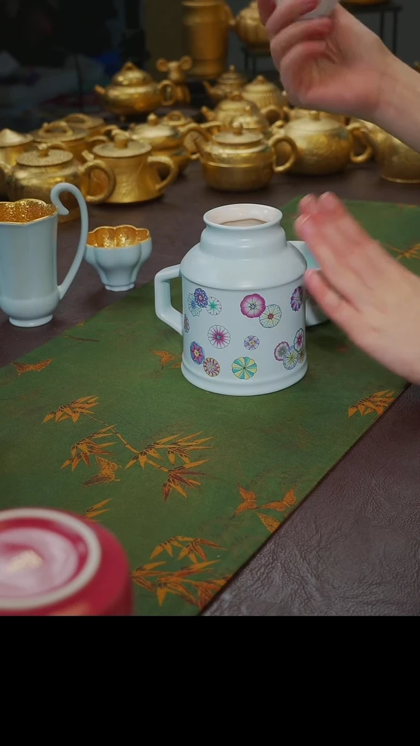茶杯紫砂【宜景窑天漂鎏金系列】焖泡壶