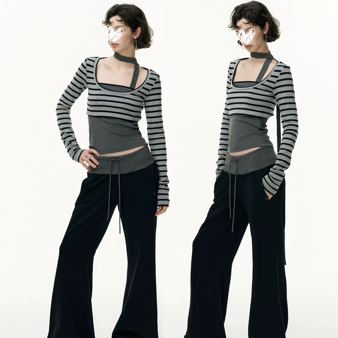 波点条纹撞色长袖