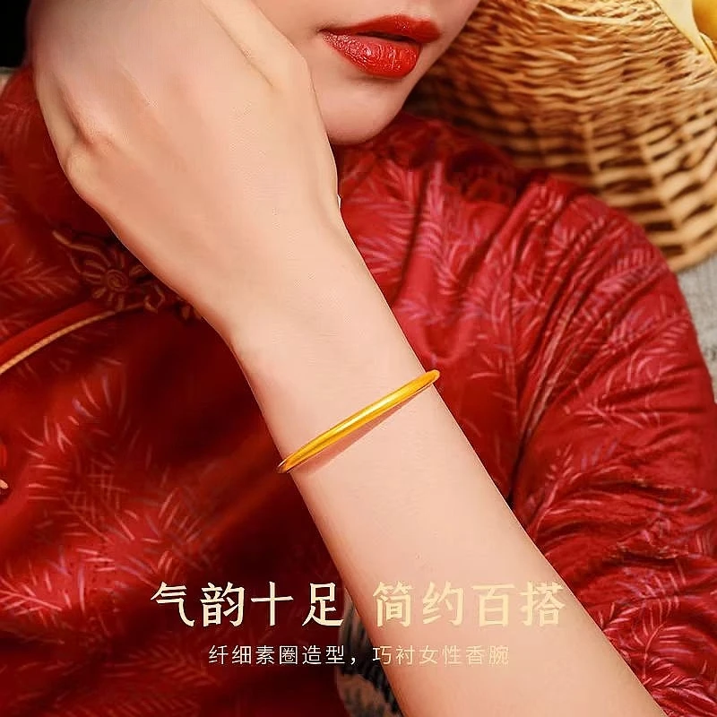 足银手镯  56-古法厚包磨砂手镯女款时尚简约实心素圈镯子