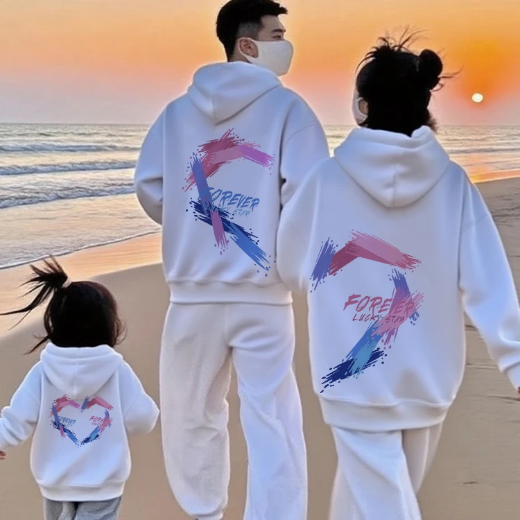 男女儿童亲子外套装一家三四口2025春秋冬新款母女子卫衣班服长袖