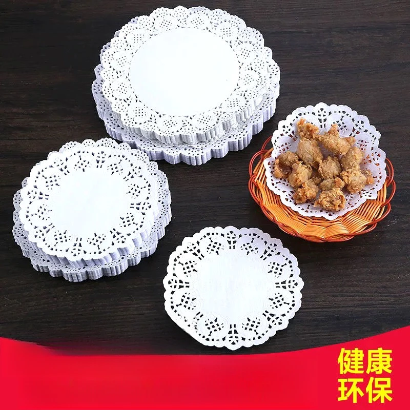 花边吸油纸炸串点心椭圆形花垫纸食物烧烤烘培厨房一次性花底纸垫