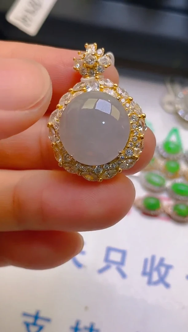 【闪购商品】翡翠耳饰银S925镶嵌天然A货翡翠1