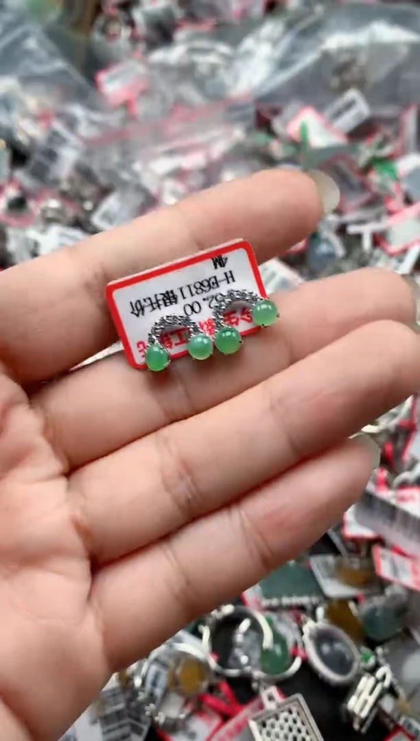 银S925镶嵌戒指翡翠天然A货缅甸翡翠