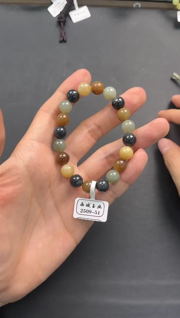 未镶嵌手串和田玉若羌楼兰三色手串卡10微色差