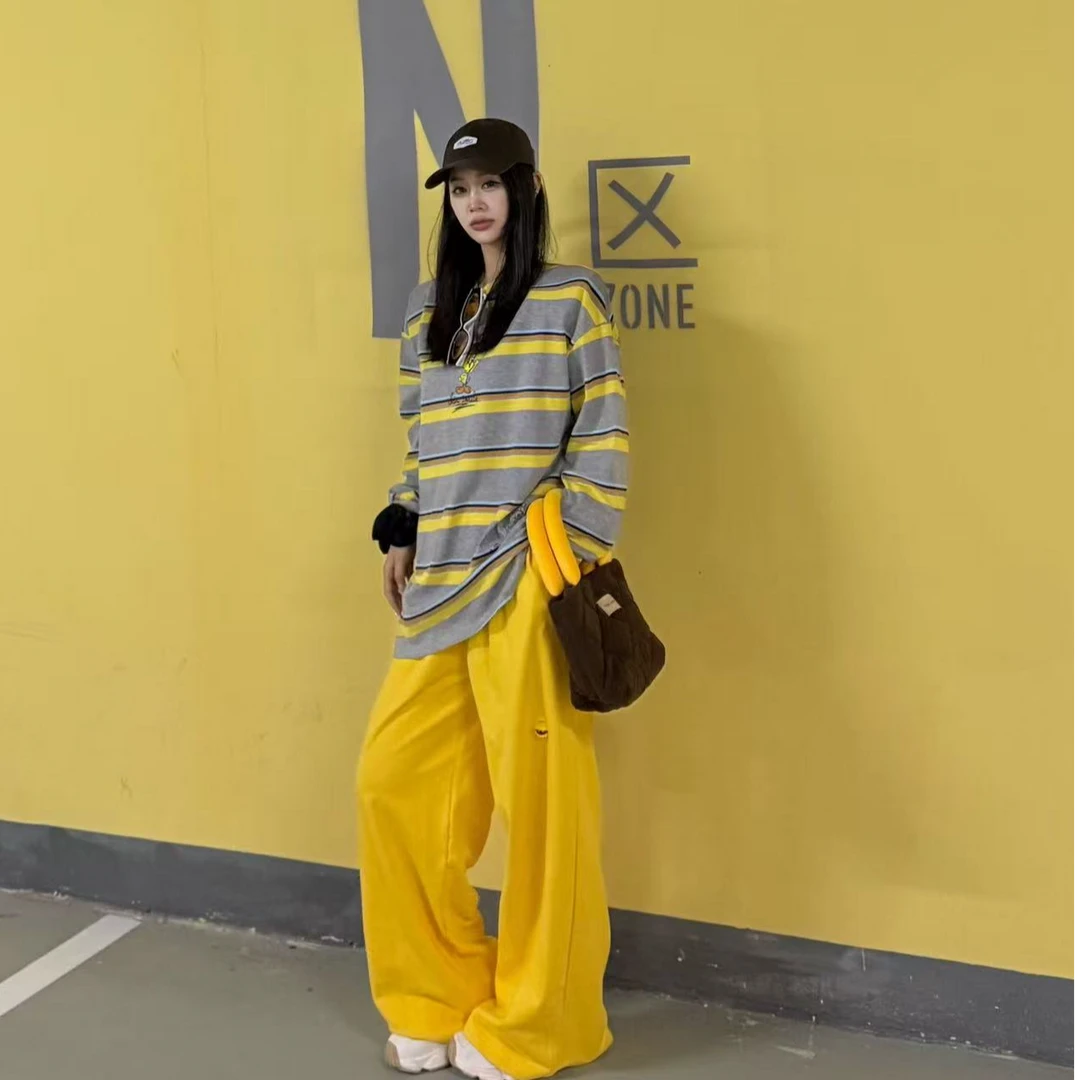 宠儿【2025春款条纹灰色卡通时尚百搭体恤】