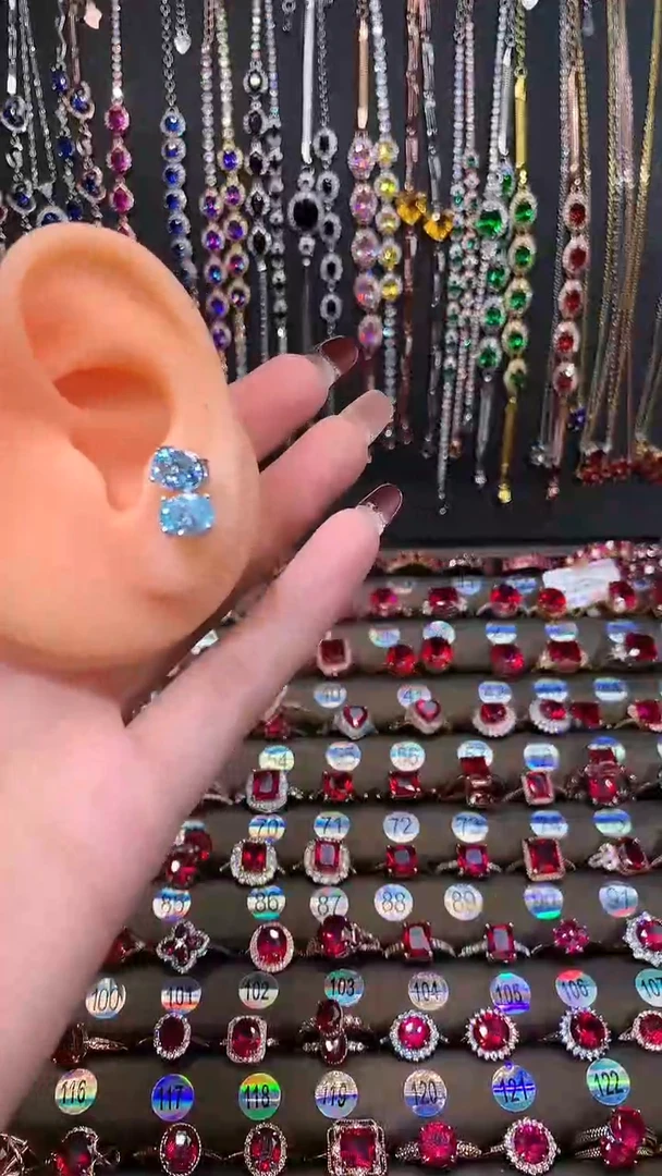 【闪购商品】海蓝宝石耳坠银S925镶嵌银