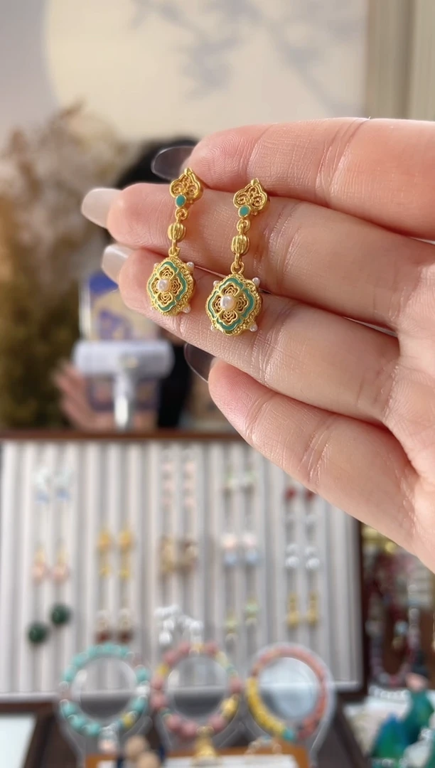 铜合金925银无3-5 景泰兰耳钉