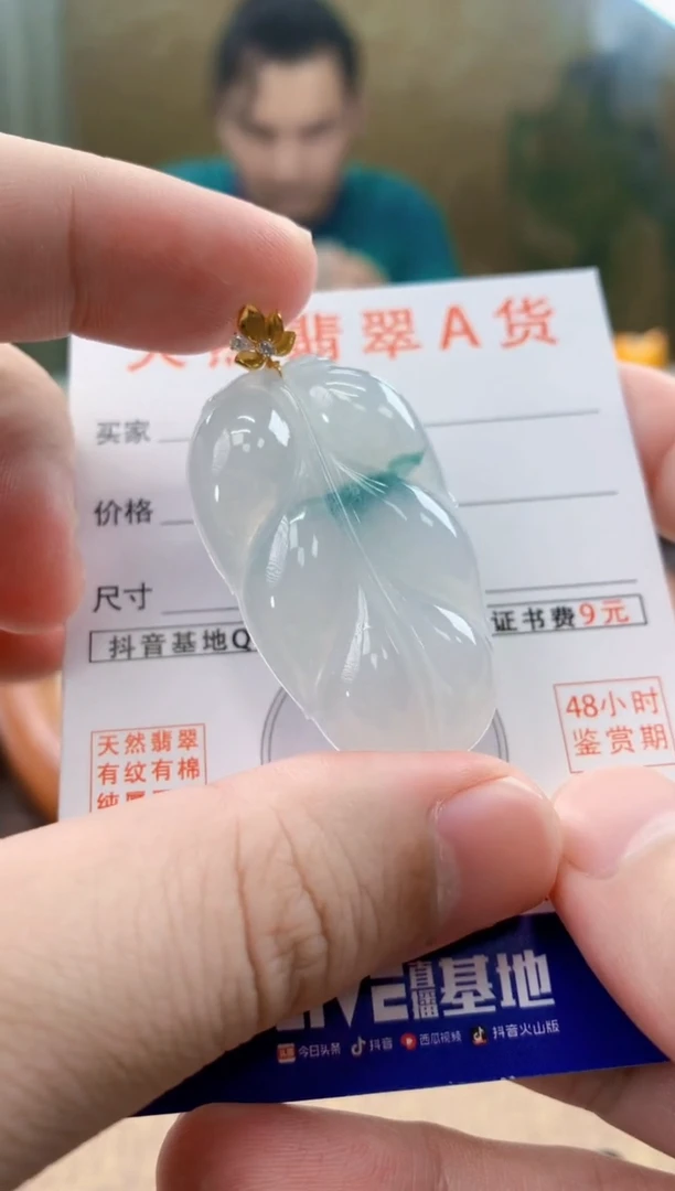 颈饰18K金镶嵌翡翠天然A货翡翠挂件