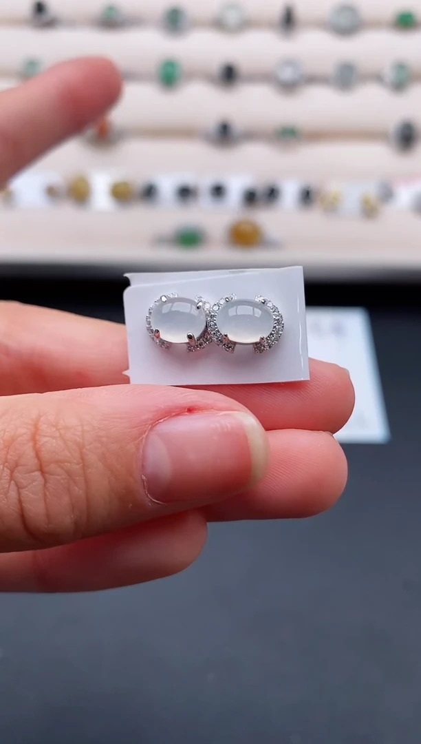 银S925镶嵌戒指翡翠222222+3