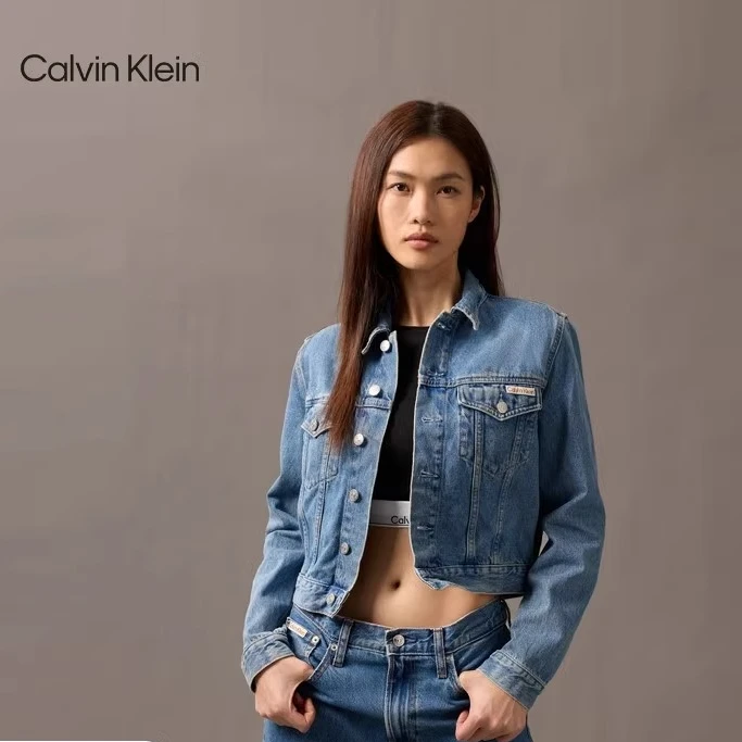CK Jeans25春夏新款女士美式复古双口袋短款潮壳牛仔外套J224542