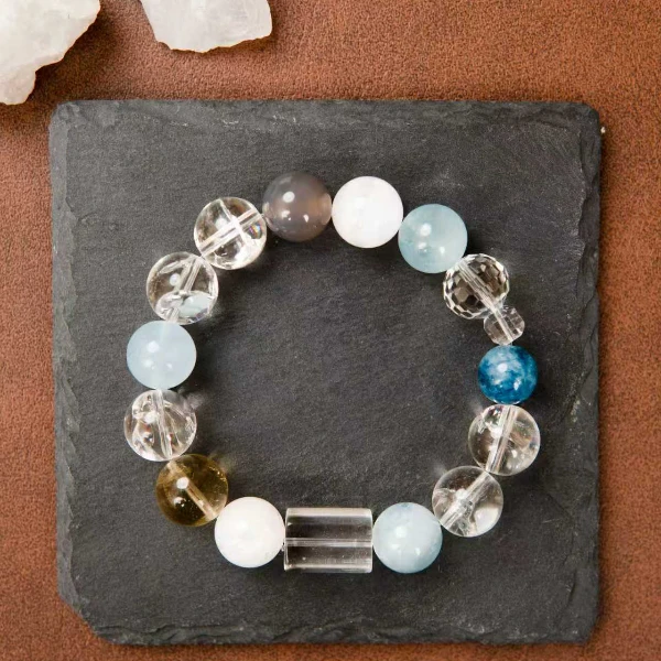 【水晶海】海蓝宝+白水晶+蓝纹石颜色微差