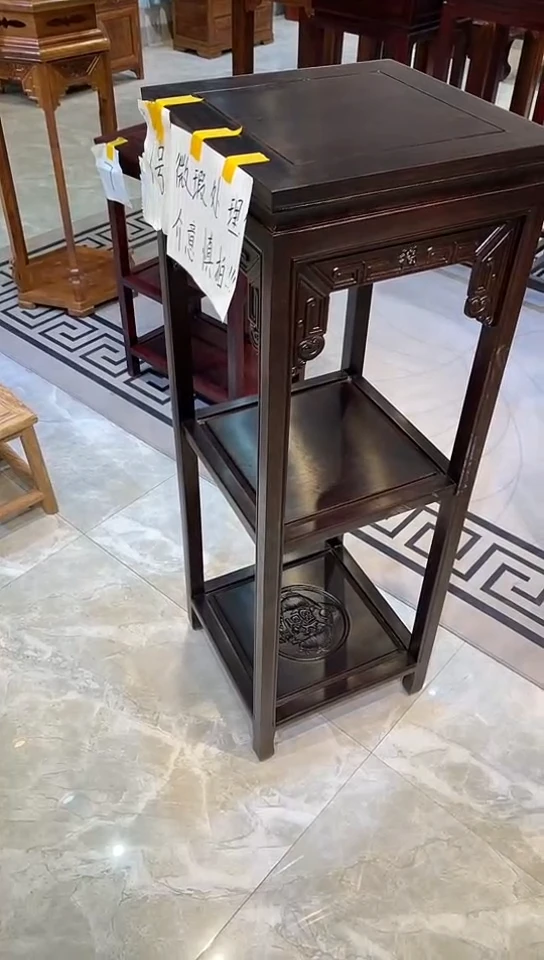 【闪购商品】花梨木类成套家具黑檀色福字花架35*35*100