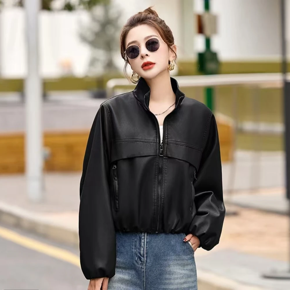 【雅芊程】Y-5232春款免洗爆款流行新款短款皮衣外套女2025