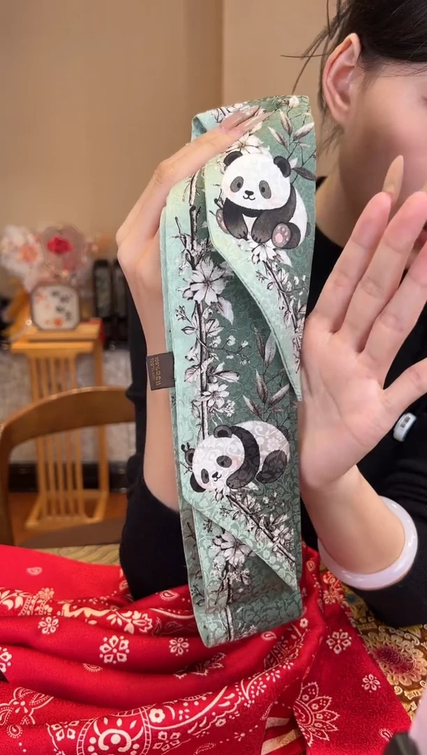 刺绣熊猫小窄条