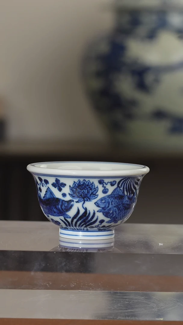 舜瓷鱼藻小压手杯