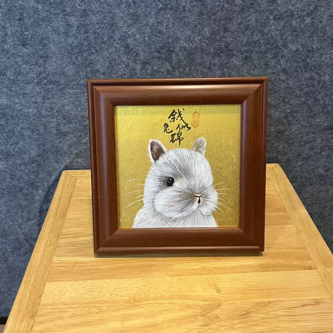 《前兔似锦》国潮氛围感艺术摆件19.5*19.5cm